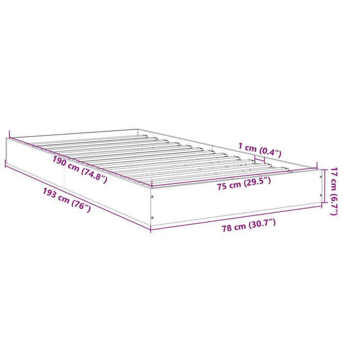 VidaXL Cadre de lit gris béton 75x190 cm bois d'ingénierie, meuble de chambre à coucher, sommier, lit de palette, lit, lit 842080