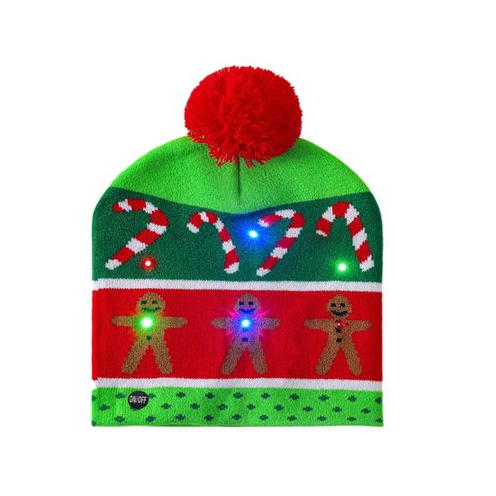 Knitting Hat With Led Lights Santa Claus Deer Christmas Tree