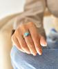 Natural Turquoise Claw Ring Silver Oxidized Stylish Jewelry for Women Oval Shape Turquoise Boho Healing Crystal Jewelry Gift Ideas for Her