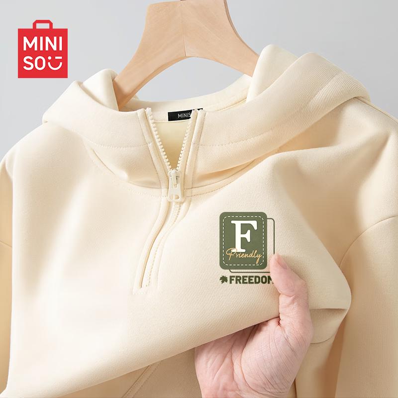 

MINISO Men s Half-Zip Stand-Collar Hoodie Sweatshirt 2XL