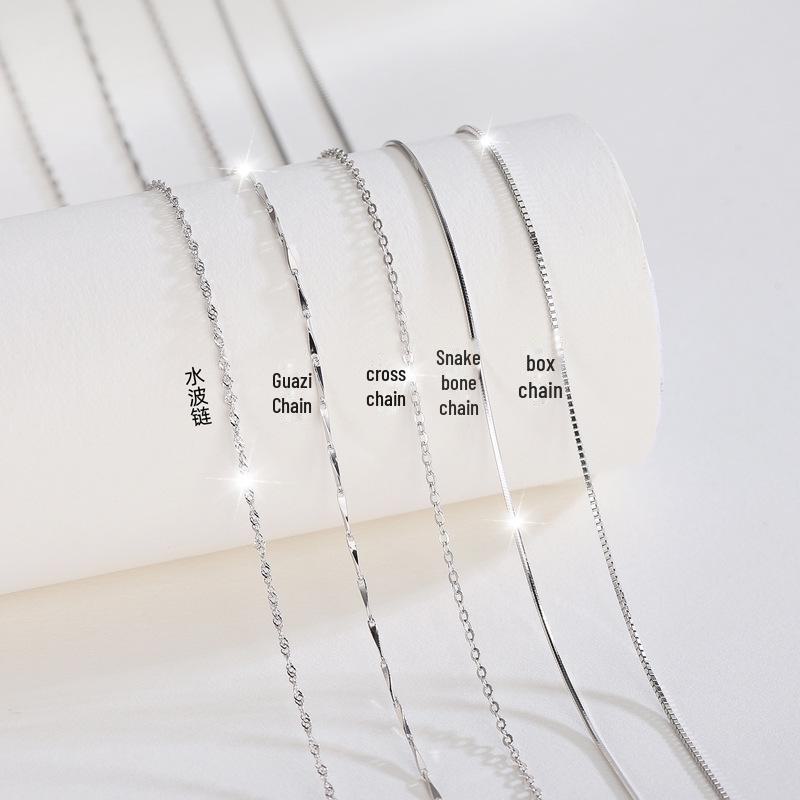 

Ожерелье из стерлингового серебра S925 с крестом на ключицу в виде звездного неба и волны воды 1.14mm plain cross chain/16 inches/0.9g платиновый