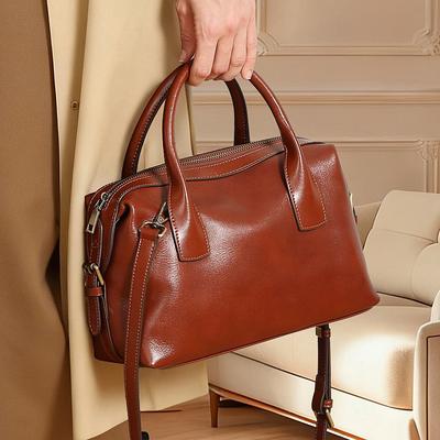 Genuine Leather Foreign Trade Large Bag Autumn Winter New Large Capacity Top Layer Vegetable Tanned Cowhide Tote Bag