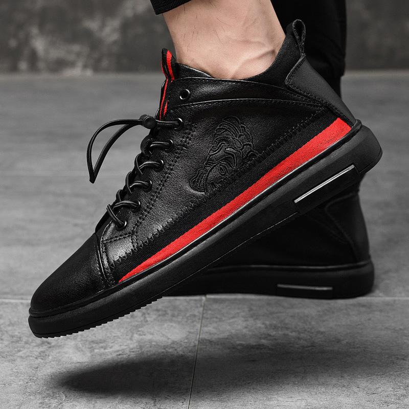 Classic Brand Men's Genuine Leather Casual Shoes Inner Elevated Shoes Winter High Top Cotton Shoes Men's Oxford Shoes Durable