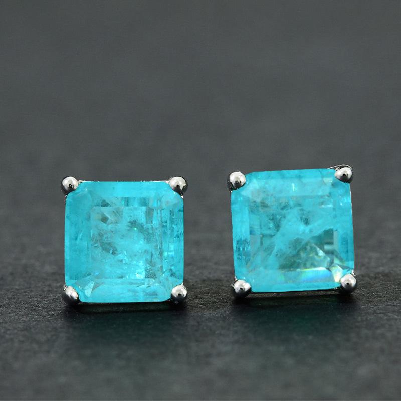 Gica Gema Paraiba Earrings 925 Sterling Silver Blue Gemstone Stud Earrings Unique Design Romantic Fine Jewelry Wedding Party Gifts New Trend