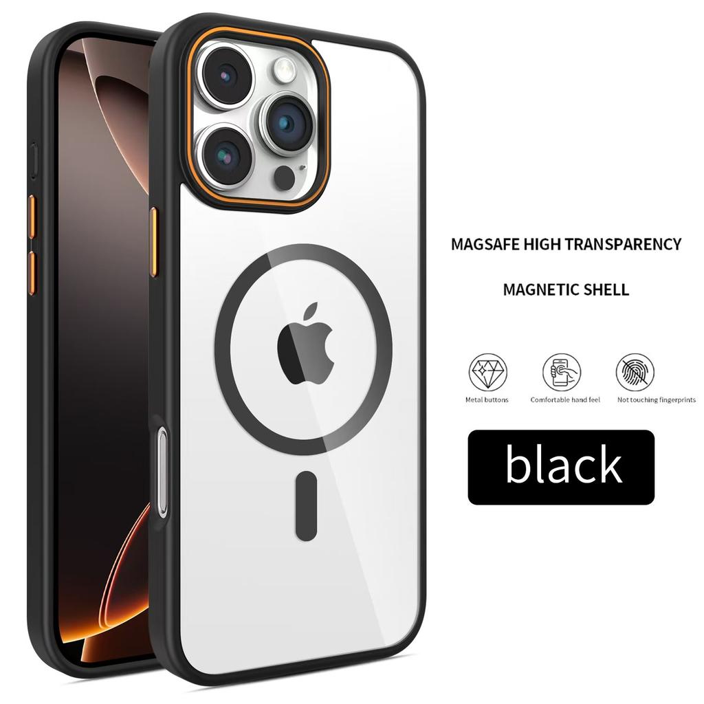 Magnetic Luxury Transparent Acrylic Armor Shockproof Case For iPhone 16 15 14 13 12 11 Pro Max For Magsafe Wireless Charge Cover