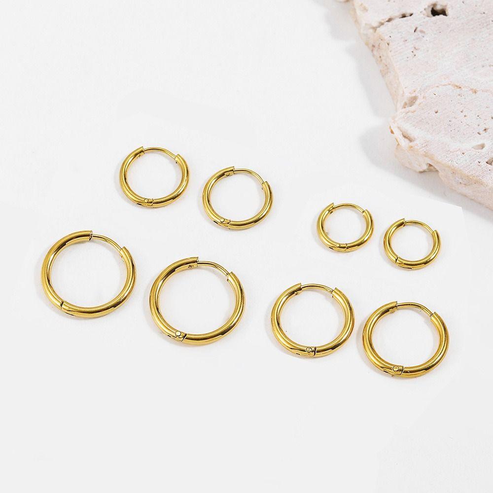 4 pairs Light Luxury Small Hoop Earrings Minimalist Earrings Set Stainless Steel Earrings  Wedding