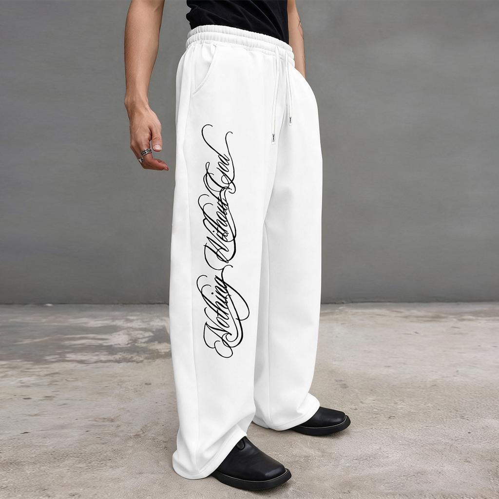 Letter-Printed Men's Avant-Garde Streetwear Activewear Loose-Fit Pants, Outdoor Activewear Jogging Pants