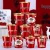 Red Disposable Paper Cups for Baby's Hundred-Day and First Birthday Celebrations with Gold Foil Design