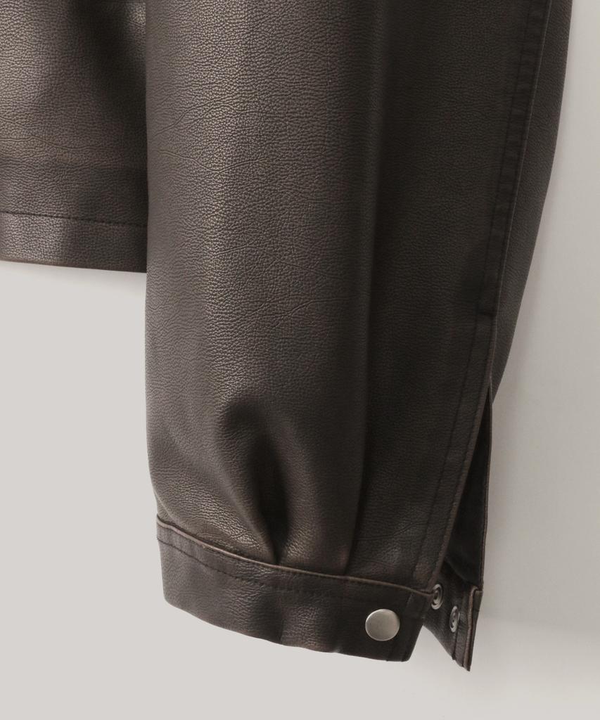 Indust Vtg Washed Leather Jacket_Brown