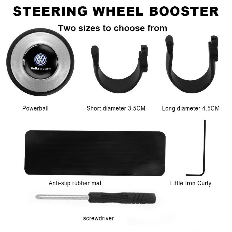 360 Degree Rotating Car Steering Wheel Booster Steering Wheel Knob Ball Emblem For VW Golf Amarok T5 Phaeton ID3 Tiguan T-Cros zg6