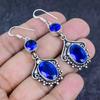 Natural London Blue Topaz Gemstone 925 Sterling Silver Earring 2.29" n6q56