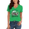 Believe Christmas Train Tops Tees Vneck Short Sleeve Soft Tee Merry Christmas Tree Graphic T Shirts Women Xmas Gift Clothes