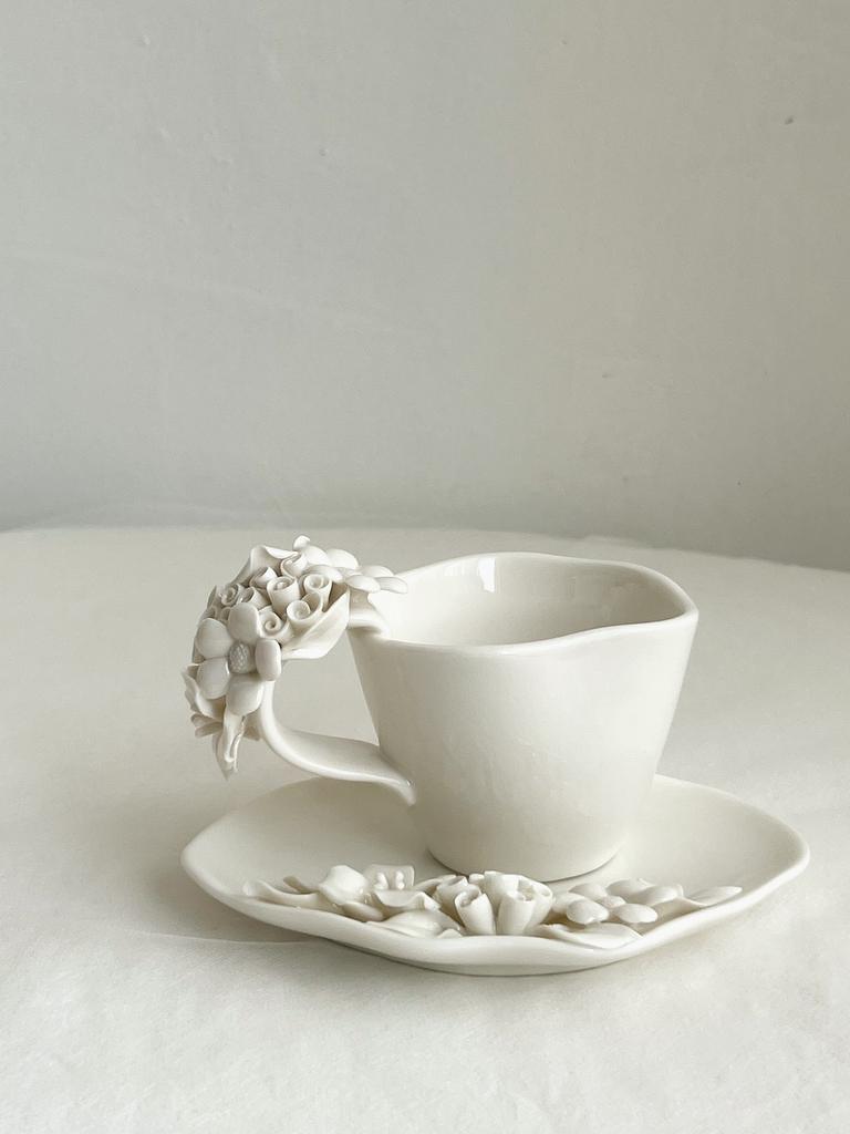 Pure Handmade Flower Shaped Ceramic Mugs Rose Coffee Cup Water Cup Afternoon Tea Cups Milk Mug Breakfast Cups Tea Mug