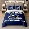 Benutzerdefiniertes Bettwäsche-Set Seattle Seahawks Muster, Druck Name Text 1 Bettbezug plus 2 Kissenbezüge Heimtextilien