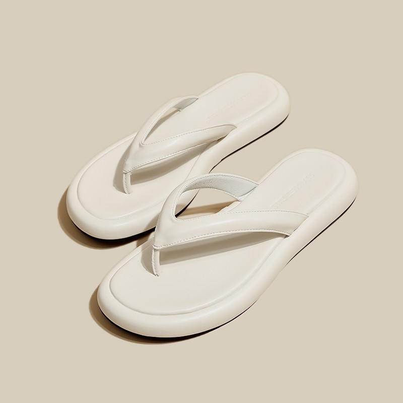 

Slippers women s summer fashion outer wear medium and high heels beach shoes pinch flip-flops thick-soled non-slip seaside versatile cool slippers 35 білий