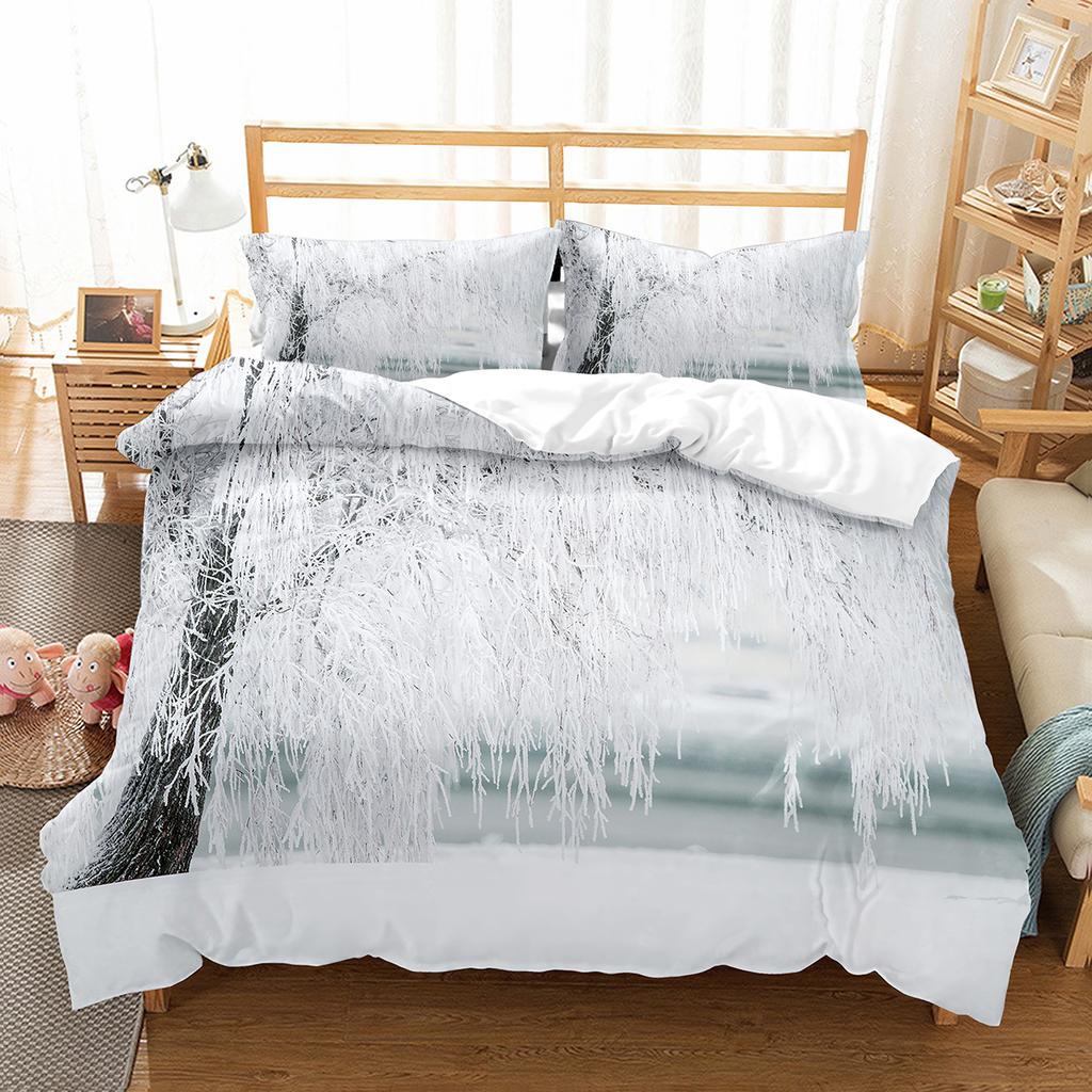 Sada povlaku na přikrývku Snowflake Zimní téma Polyesterový povlak na přikrývku Velikost Twin Full Pro Děti Dospívající Dospělé Dekorace do ložnice Ložní souprava