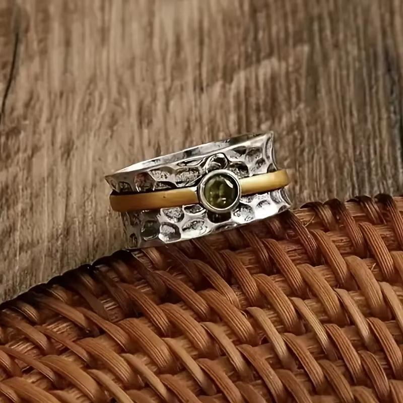 Two Color Creative Color Zirconium Ring New European and American Popular Hand Jewelry Size 6-10
