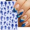 Ocean Theme Nail Art Stickers Summer Blue Whale Jellyfish Coral Starfish Manicure Decoration Decals DIY Home Nail Salon Accessories