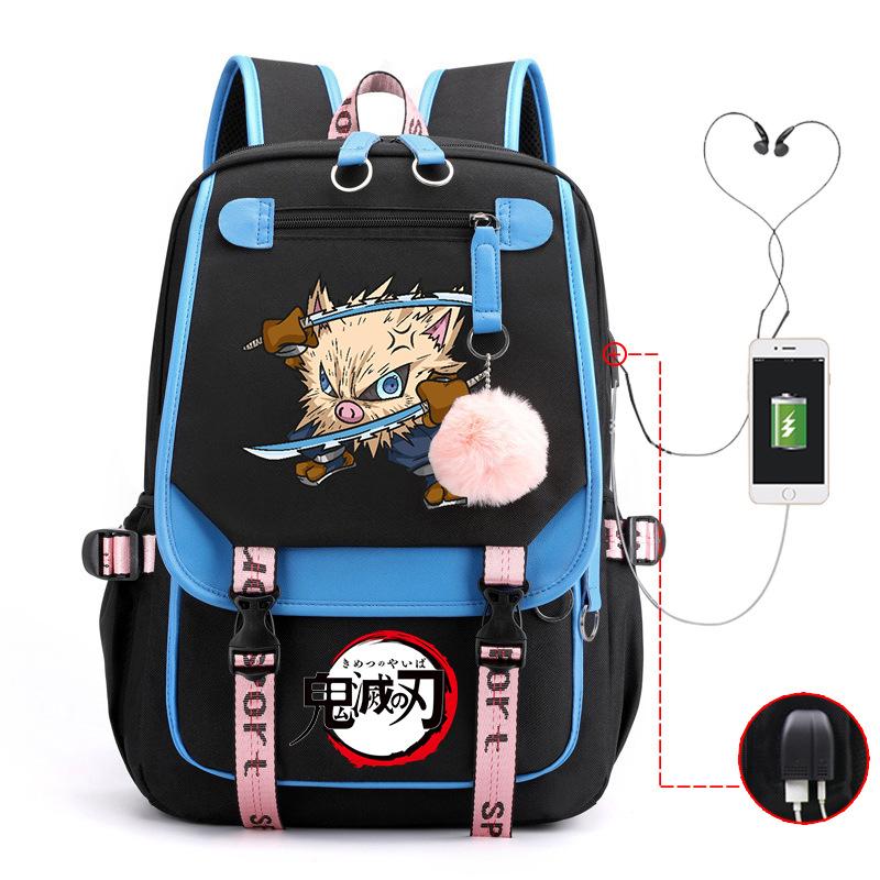 Ghost Annihilation Blade Grade 3-6 Junior High School Student High School Student School Bag Strap USB Multifunctional Backpack