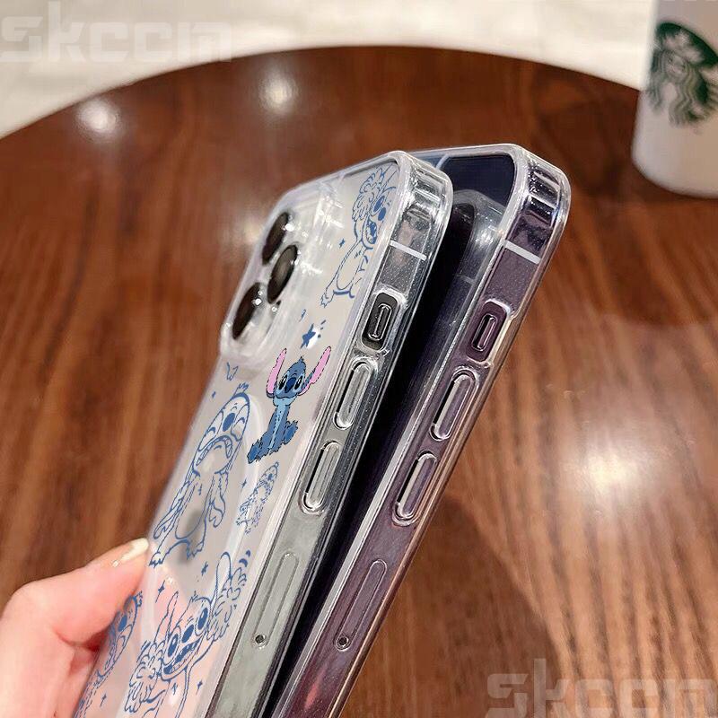 Disney Stitch And Angel Clear Case For Samsung Galaxy S25 S24 S23 S22 S21 Ultra Plus S20 FE For Magsafe Wireless Charging Cover