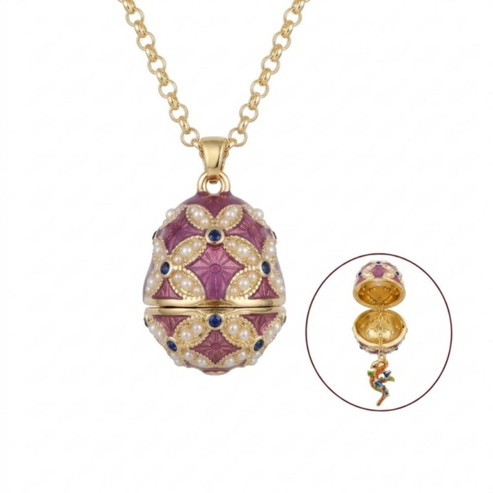 Copper Egg Pendant Necklace Egg Shape Egg Charm Vintage Style Zodiac Necklace Daily Wear