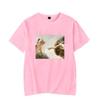Lustiges Katzen Gott Adam Schöpfung Meme Muster Unisex Damen T-Shirt Lässig Kurzarm Jesus Bild Unisex T-Shirt Rundhals Tee Tops