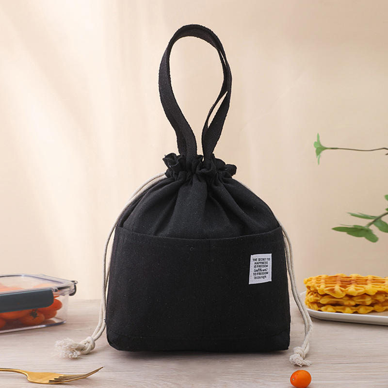 1/3Pcs Drawstring Canvas Insulated Lunch Bag Aluminium Foil Thermal Bento Box Tote Cooler Handbags For Office Outdoor Picnic New