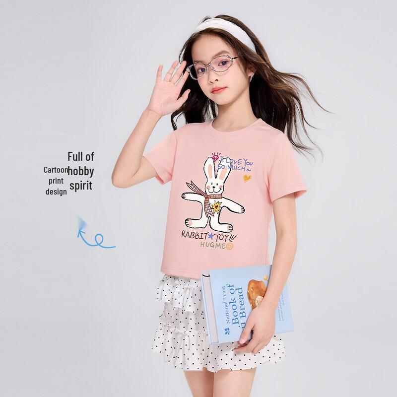Girls' Cartoon Rabbit Print Short Sleeve T-Shirt