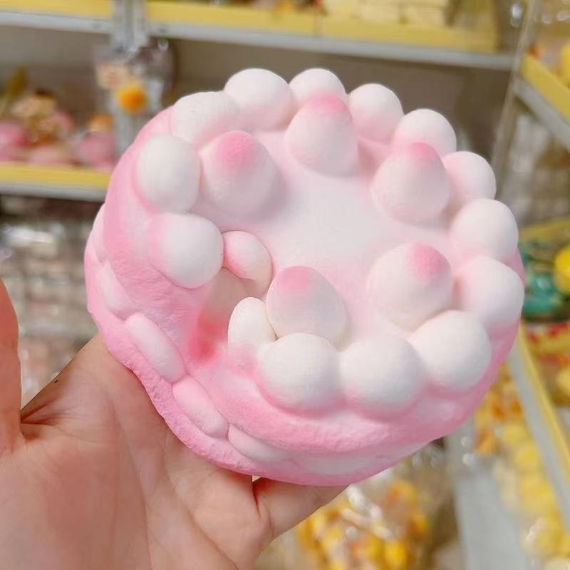 Super Soft Pink Realistic Strawberry Cake Toy Slow Rebound Squeeze Fidget Toy for Adult Office Stress Relief