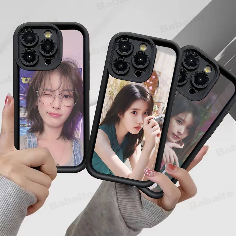 Korean L-Lee Ji Eunes Female Singer For IPhone 17 Pro Max 16 15 14 13 12 11 Plus Black Soft Phone Cover