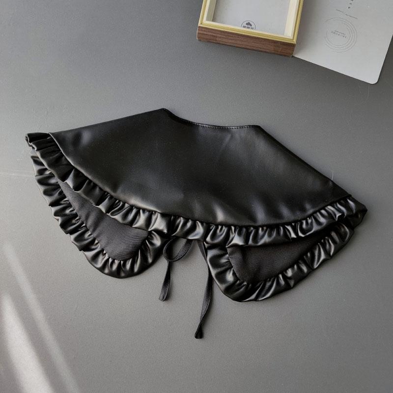 Mode PU Falscher Kragen Damen Mädchen Lolita Puppe Lage Rüschen Falscher Kragen Schulterwickel Abnehmbare Krawatte Bekleidungszubehör