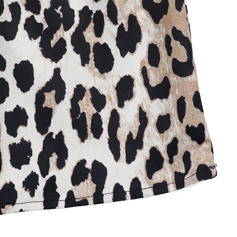 YYFS Women's Fashion Spring Fall Leopard Print Long Sleeve High Neck Loose Waistline Casual Dresses