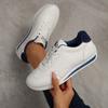 Large Size Women's Fall  Of The Season Fashion Contrast Color Leather Surface AG Shoes Casual Sports Shoes with Lace Des