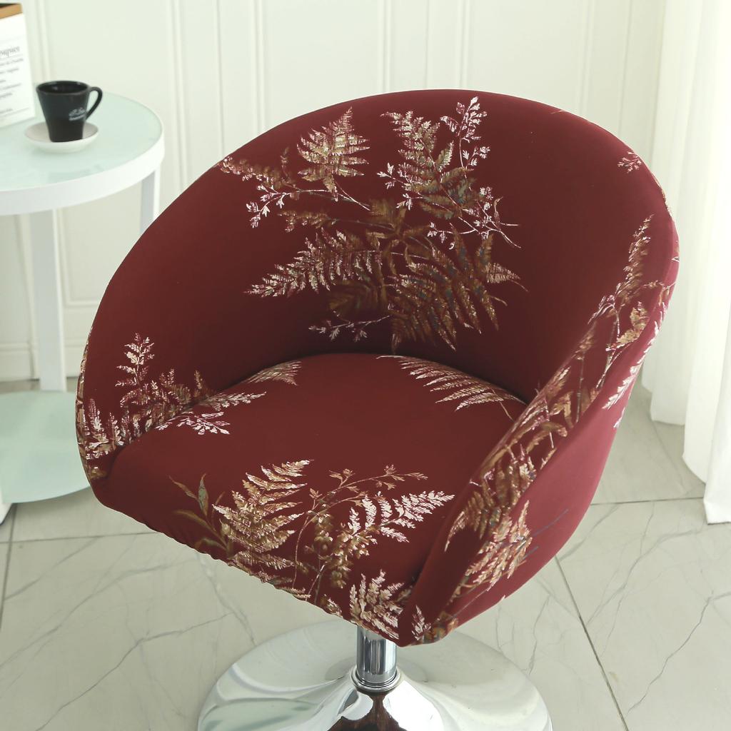 Dustproof Curved Chair Cover Short Back Printed Arc Armchair Slipcovers Dining Chairs Covers Elastic Natal Pokrowiec Na Krzeslo