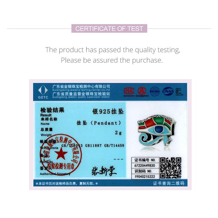 BAMOER New 925 Sterling Silver Colorful Eye of Horus Charm Beads Pendant for Women Fit Original DIY Bracelet Necklace Jewelry