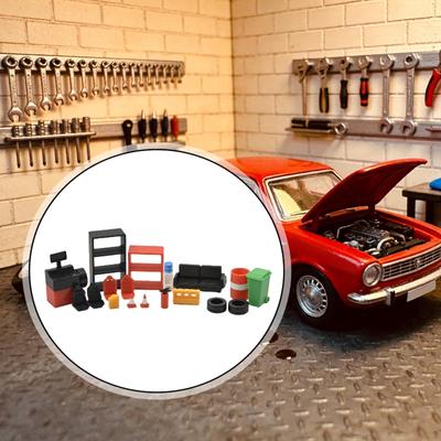 1/64 Autoreparaturwerkzeug-Modell, realistische Mikro-Werkstattszene, Dekoration, Mini-Autowartung
