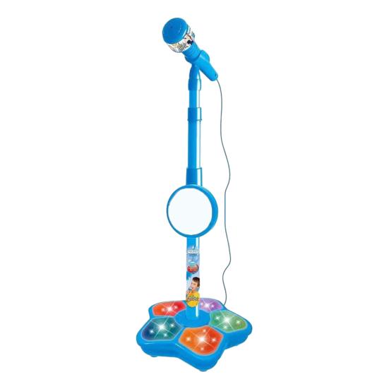 

Kids Microphone Toy with Stand Toddlers Boys Girls Battery Powered Karaoke Machine with LED Light Music Children Standing Mic Singing Musical Toy синий