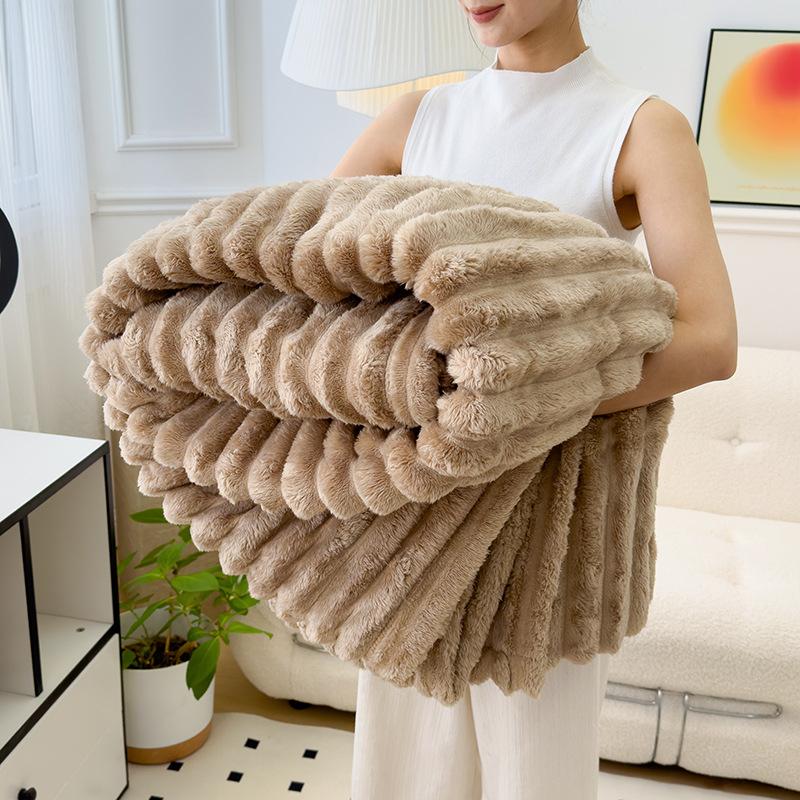 Coperta in Flanella Monocolore Morbida Coperta in Finta Pelliccia di Coniglio Calda Accogliente Copriletto per Divano Letto Viaggio a Quadri