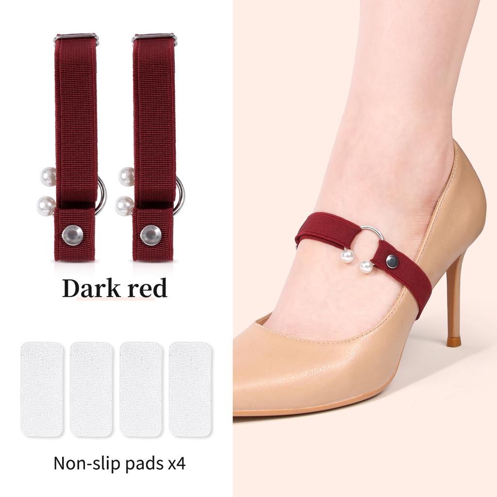 Women's High Heel Anti-slip-off Shoe straps Adjustable Elastic U-shaped Pearl Straps