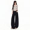 Design Rivet Wide Leg Jeans Women's Autumn and Winter Anti-Fading American Denim Black Loose Wide Leg Pants Children's