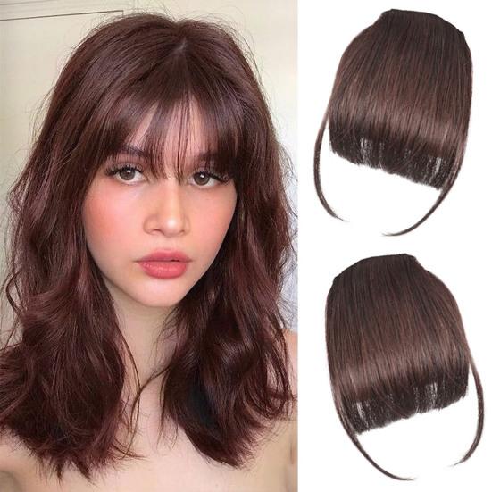Frauen Clip-in Pony Natürliche Wispy Stirn Haar Extensions Faux Französisch Pony Mädchen