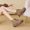 Lamb wool snow boots women's 2 autumn and winter non-slip fluffy shoes warm and piled thickened retro cotton boots thick-soled short boots