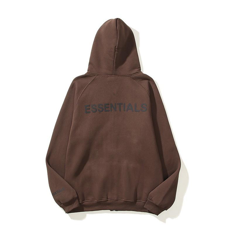 Essentials Hooded Zip-Up Sweatshirt Mens Oversized Cotton Pullover With Front Pocket Casual Streetwear