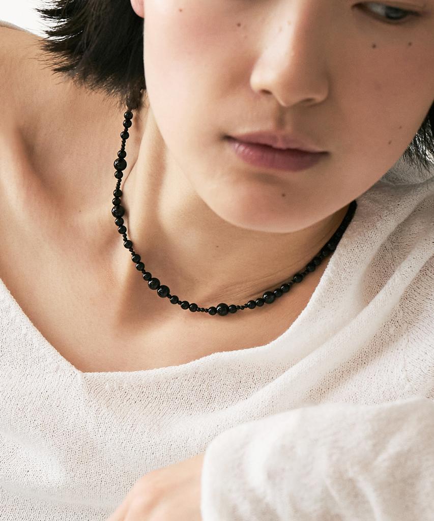 Kodo Mixed Bead Collar Necklace(Black)