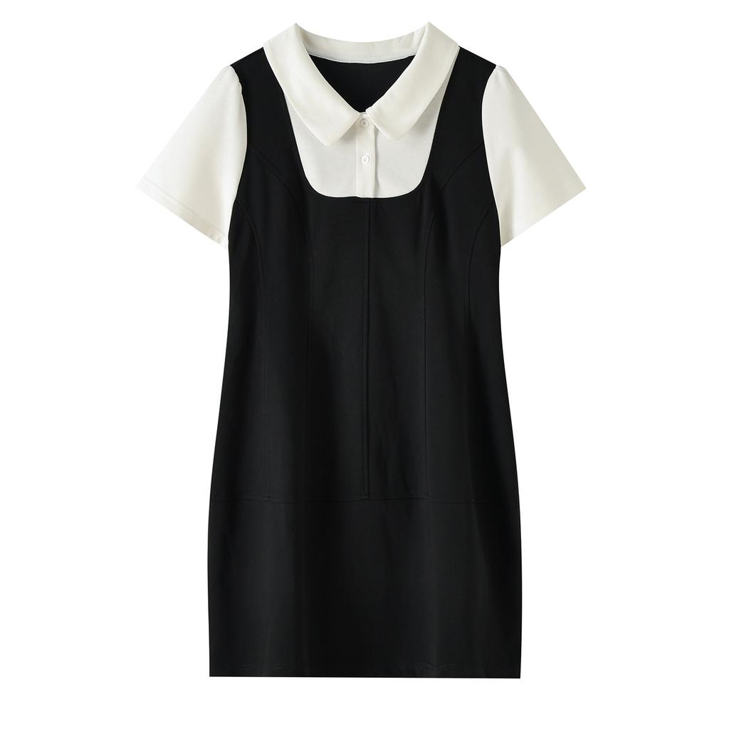 Large Size Women's College Style Doll Collar Dress 2026 Summer Vacation Two Sweet Waist Skirt 264887