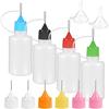 4Pcs Tip Applicator Bottle with 2 Mini Funnel Multicolor Lids, 30ML/1 OZ Tip Glue Bottles, for DIY Craft Painting