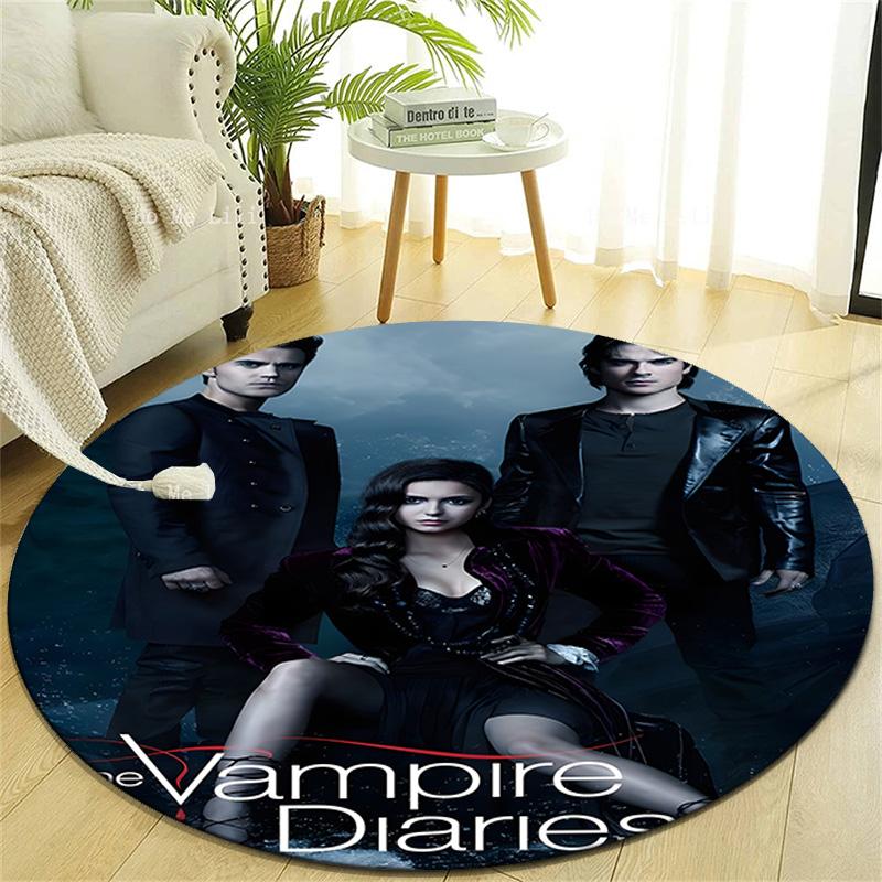 1pc The Vampire Diaries4 Design Printed Area Round Carpet for Bedroom Living Room Home Decor Rugs Mat Non Slip Mat Rug for Bedside