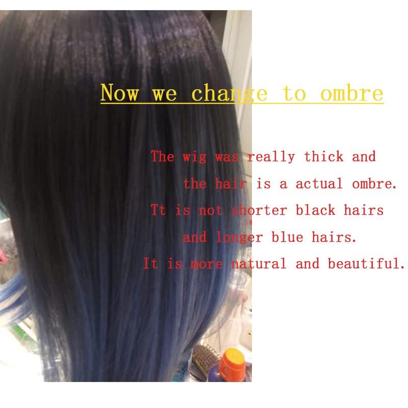 High-temperature fiber Unisex Mens Real Ombre Kimetsu no Yaiba Short Cosplay Wig Synthetic (Hashibira Inosuke)