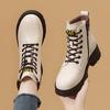 British Martin Boots Women's New Winter Leather Shoes White Platform Short Boots Spring and Autumn Boots Single Boots