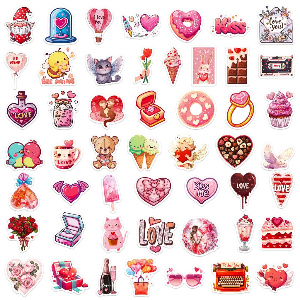 50-300 Valentine's Day Stickers Diy Valentine's Gift Greeting Card Decorative Waterproof Stickers